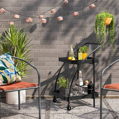 Metal Mesh Rolling Bar Outdoor Serving Cart Black - Room Essentials (LOCAL PICKUP ONLY)