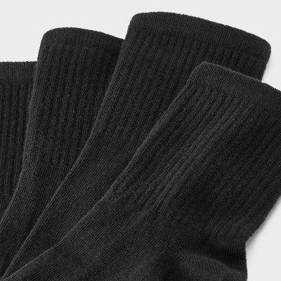 Women's Ribbed 5pk Ankle Socks - A New Day Black 4-10