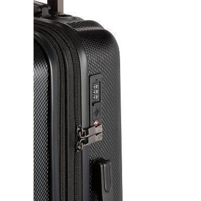SWISSGEAR Energie Hardside Medium Checked Spinner Suitcase - Black: Aluminum Handle, Tear-Resistant, Polycarbonate Shell