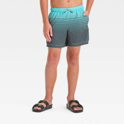 Boys' Ombre Striped Swim Shorts - art class Aqua Blue S