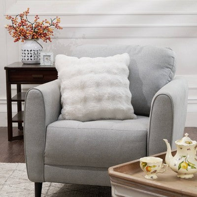 20" Bubble Faux Fur Square Indoor Throw Pillow Ivory