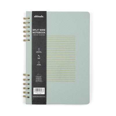 Altitude 160pg Ruled Journal 7.25"x10.5" Split Twin WireSeafoam Blue