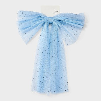 Tulle Rhinestone Hair Bow - A New Day Blue