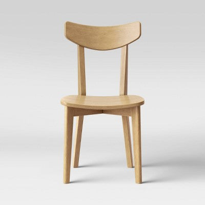2pk Astrid Mid-Century Dining Chairs Wood Seat Natural - Threshold: Solid Rubberwood, Unupholstered (LOCAL PICKUP ONLY)