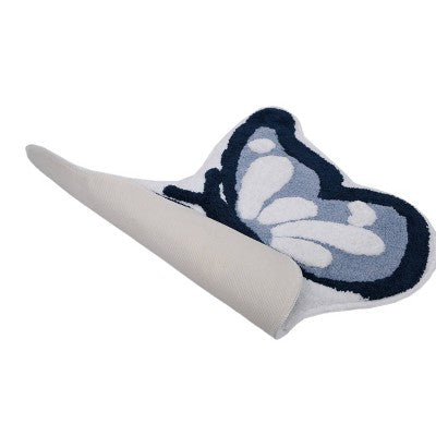 24"x26" Butterfly Non-Skid Bath Rug Blue - NatureStep (LOCAL PICKUP ONLY)