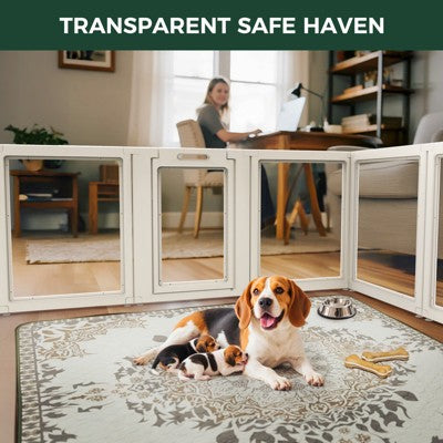 FXW AuraSpace Acrylic Indoor Dog Playpen for Medium Dogs, 35 Inch, 10 Panels, White (LOCAL PICKUP ONLY)