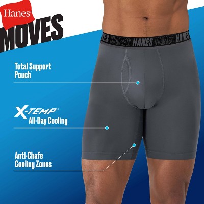Hanes Moves Premium Men's X-Temp Long Leg Boxer Briefs 2pk S