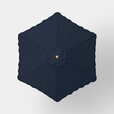 6.5' Double Scallop Valance Outdoor Patio Umbrella - Navy - Threshold designed with Studio McGee (LOCAL PICKUP ONLY)
