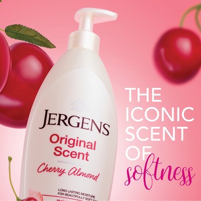 Jergens Original Scent Cherry Almond Moisturizing Body Lotion for Dry Skin - 33.8 fl oz: Hydrating, Skin Texture Improvement, Paraben-Free, Vegan
