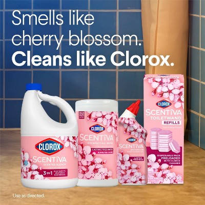 Clorox Scentiva Cherry Blossom & Peach ToiletWand Refill - 10ct: Ammonia-Free, Compatible With Clorox ToiletWand
