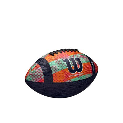 Wilson NCAA Statement Jr Football - Orange/Navy: Regulation Size, Rubber Shell, Butyl Bladder