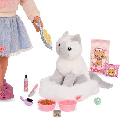 Our Generation Feline Fabulous Pet Bed & Play Food Accessory Set for 18" Dolls