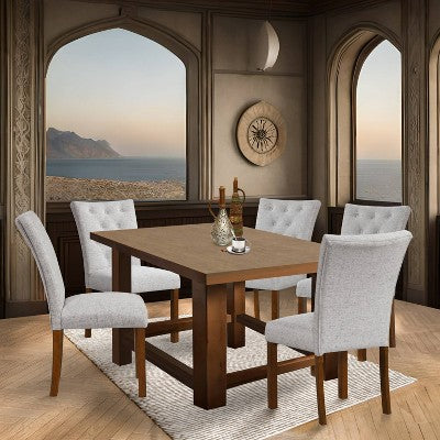 HomePop Set of 2 Tufted Back Parsons Dining Chairs Neutral: Upholstered, Plywood Frame, 300 lbs Capacity (LOCAL PICKUP ONLY)