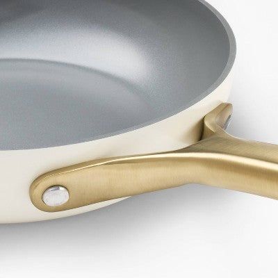 8" Nonstick Ceramic Coated Aluminum Frying Pan With Champagne Handle Cream - Figmint