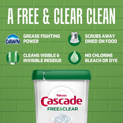 Cascade Free & Clear Pods Dishwasher Detergents - Lemon Essence - 47ct