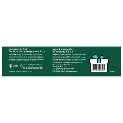 hello Holiday Home for the Holidays Fluoride-Free Toothpaste and Aluminum Free Deodorant Travel Toiletry Bag Kit - 5pc