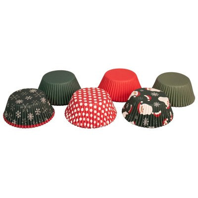 Wilton 150ct Baking Cups: Paper, Open Top, 4.025" H, 2.987" L, 2.986" W, White/Green/Red, Multipurpose Household Use