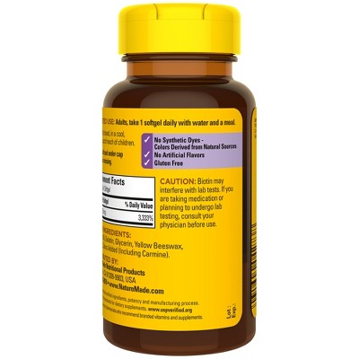 Nature Made Biotin 1000 mcg Softgels - 120ct: Gluten-Free, No Artificial Flavors, Colors or Preservatives
