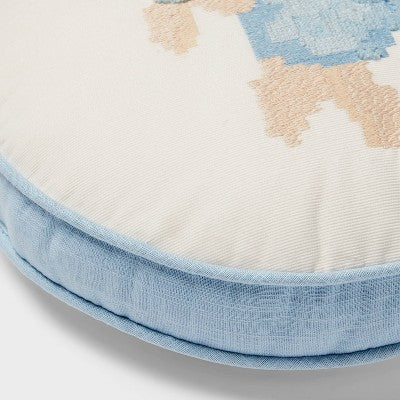 Flower Round Decorative Throw Pillow Light Blue - Room Essentials