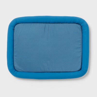 Cooling Mat Bolster Dog and Cat Bed - Sun Squad Blue/Green/White (LOCAL PICKUP ONLY)