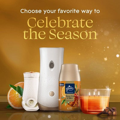 Glade 3 Wick Holiday Scented Christmas Candle for Stocking Stuffers - Orange Zest & Clove - 6.8oz