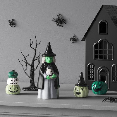 Small Ceramic Witch Figural with Jack O'Lantern - Hyde and EEK! Boutique