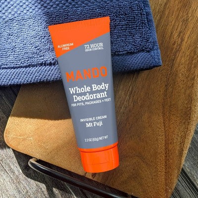 Mando Whole Body Deodorant - Men's Aluminum-Free Invisible Cream Deodorant - Mt Fuji - 2.2oz