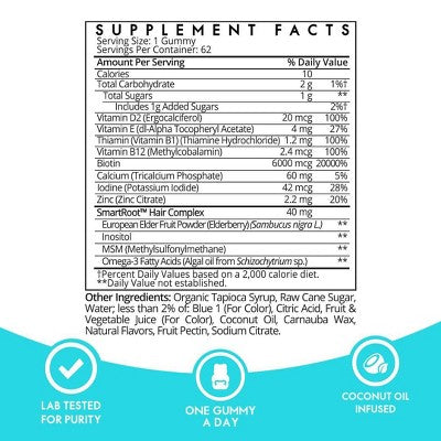 SugarbearPRO Hair Vitamin Vegan Gummy - Multivitamin + Extra Strength Biotin - 62ct