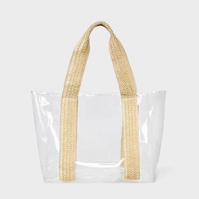 Wipeable Tote Handbag - Shade & Shore Clear: TPU Shell, Double Handle, Unstructured Design