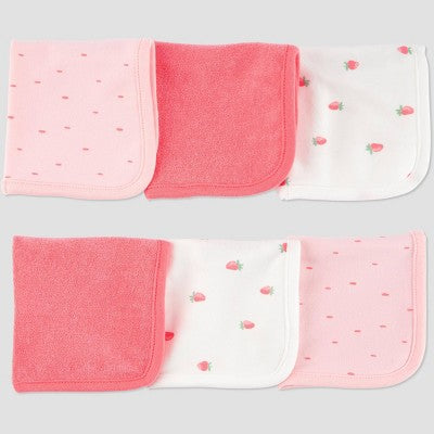 Carter's Just One You? Baby Strawberry Washcloth - Pink: Cotton Terry, 9x9, Food Pattern