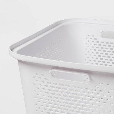 Large Decorative Plastic Bin with Cutout Handles White - Brightroom: Stackable Storage, 13" Cube Compatible,