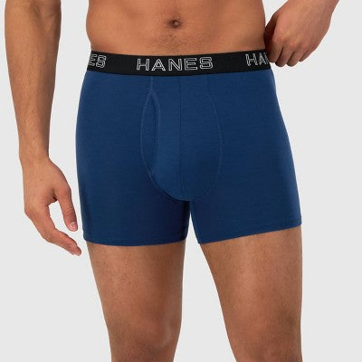 Hanes Premium Men's 3pk Trunks Total Support Pouch - Blue/Green/Gray XL: Tagless, Moisture Wicking, 4-Way Stretch