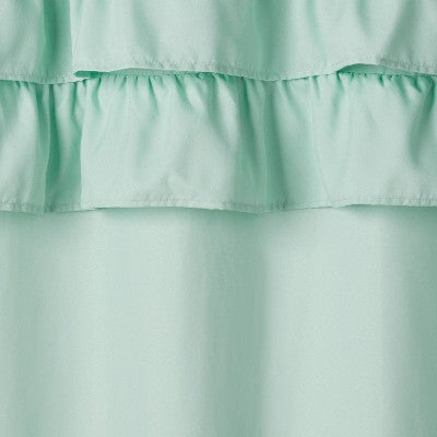 42"W x 63"L Ruffle Kids' Blackout Window Curtain Panel Mint Green - Pillowfort