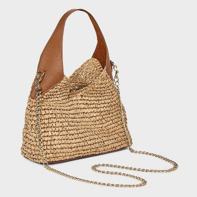 Straw Mini Slouchy Shoulder Bag - Universal Thread Natural