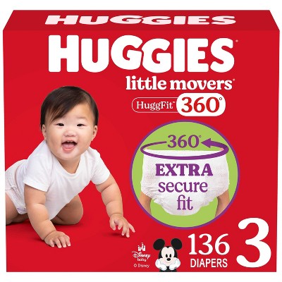 Huggies Little Movers HuggFit 360 Pull On Diapers -Size 3 - 136ct