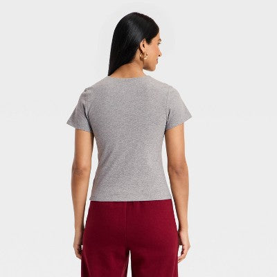 Women's Short Sleeve Sculpt T-Shirt - A New Day Gray XL