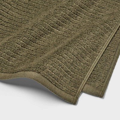 2pk Quick Dry Ribbed Bath Towel Set Dark Olive Green - Threshold
