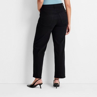 Women's Highest-Rise Straight Ankle Jeans Black 16