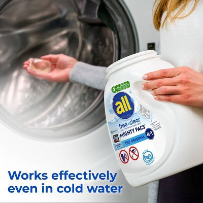 All Unscented Might Unit Dose Laundry Detergent Pacs - 80ct: Dermatologist Tested, Hypoallergenic, Dye-Free