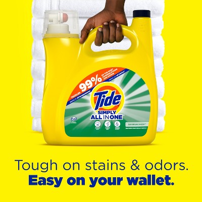 Tide Simply Daybreak Fresh Liquid Laundry Detergent - 117 fl oz: Cold Water and All-Temperature Detergent, Color Care, Spill-Resistant Lid, 89 Uses