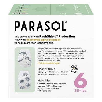 Parasol Chlorine-Free Diapers with RashShield Protection - Size 6 - 40ct