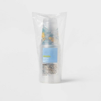 Disposable Clear Cups - Floral - 18oz/30ct - up&up
