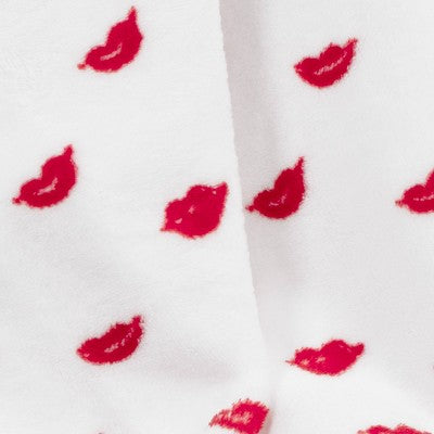 Recycled Poly Printed Lips Plush Throw Ivory/Red - Room Essentials