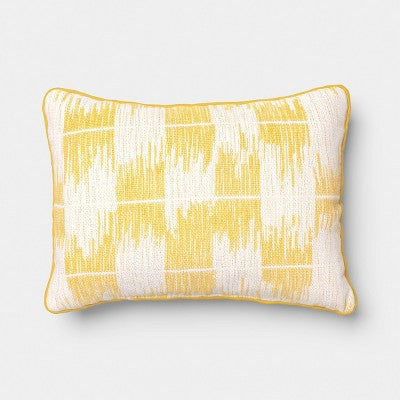 14"x20" Ikat Woven Lumbar Pillow Ivory/Yellow - Threshold