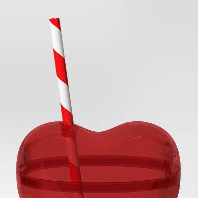 14 fl oz Figural Heart Tumbler with Straw Red - Room Essentials