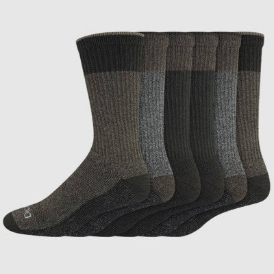 Dickies Men's 6pk Moisture Control Crew Socks - Olive Green 6-122: Midweight Knit, Tagless, Machine Washable, Tumble Dry