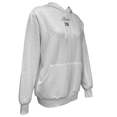 NBA Philadelphia 76ers Women's Long Sleeve Crusive Textured White Hooded Sweatshirt - S