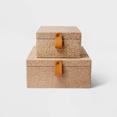 Woven Storage Boxes Set of 2 Taupe - Threshold: Desk & Office Organizers