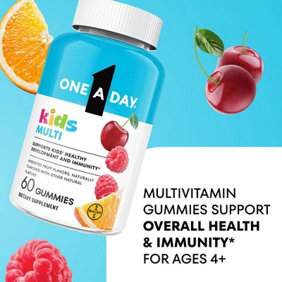 One A Day Kids' Multivitamin Gummies with Vitamin C, Immune Support - Assorted Fruit Flavors - 60ct