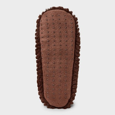 Women's Wavy Textured Faux Fur Cozy Pull-On Slipper Socks with Grippers - Auden Brown S/M